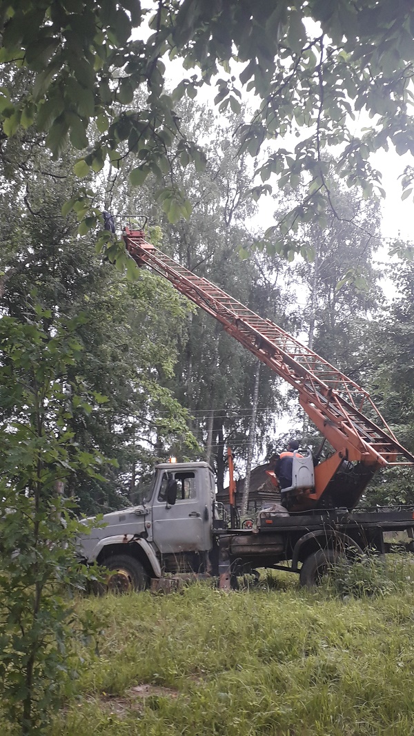 Выпиловка аварийных деревьев.